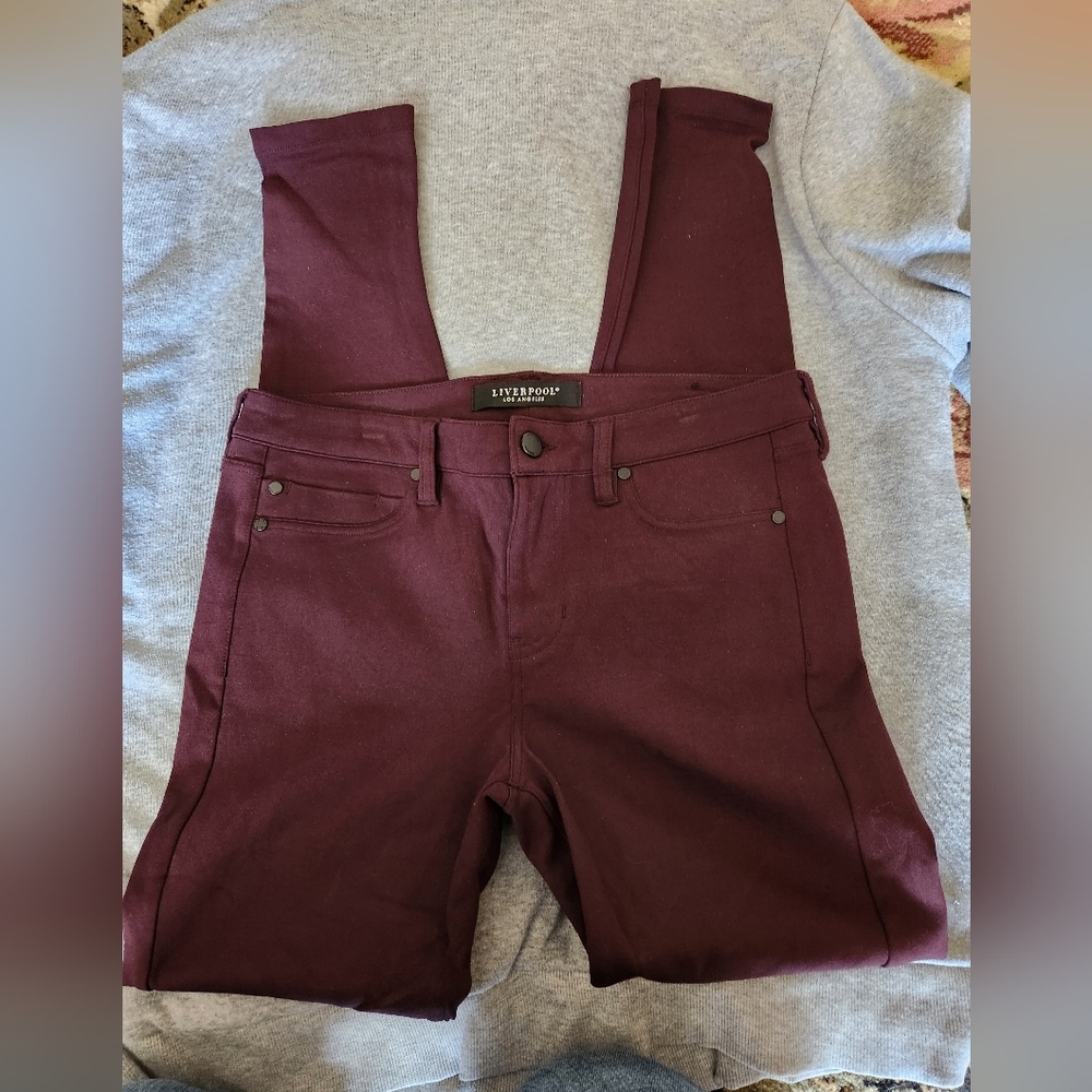 Liverpool Dark Plum Pants - Picture 2 of 8
